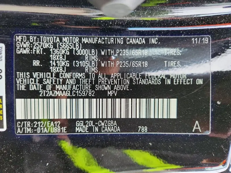 2020 LEXUS RX 350 BASE  