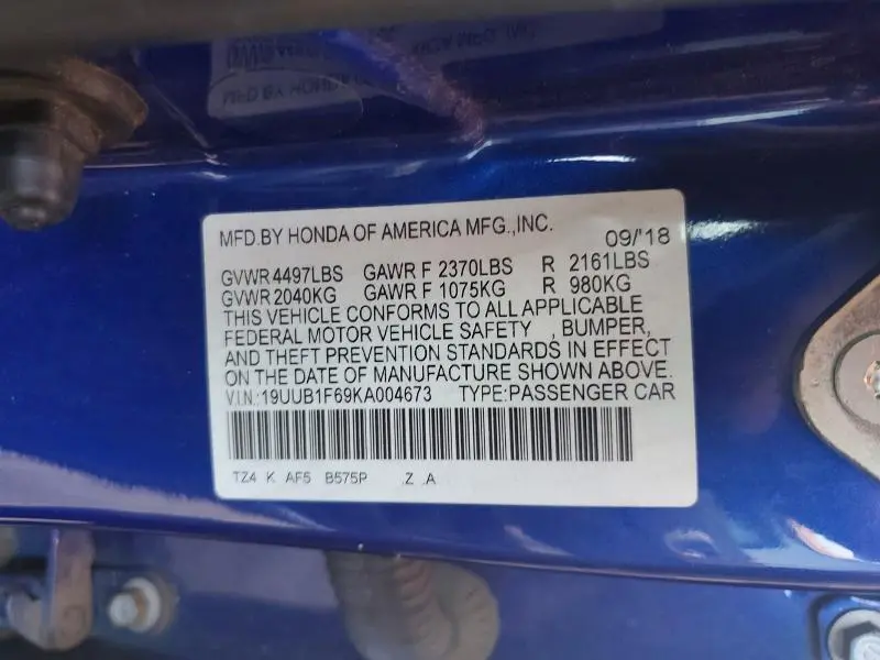 2019 ACURA TLX TECHNOLOGY  