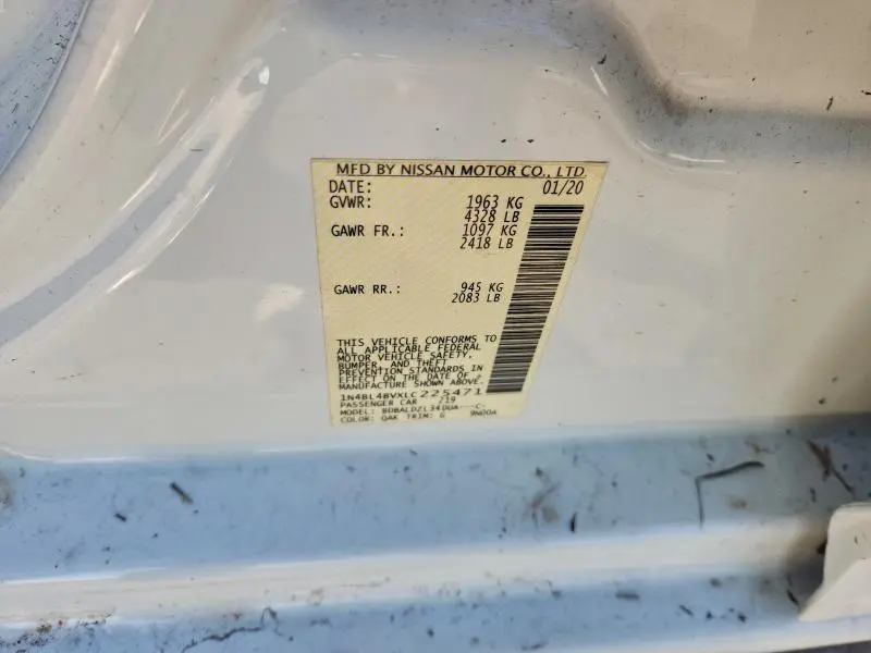 2020 NISSAN ALTIMA S  