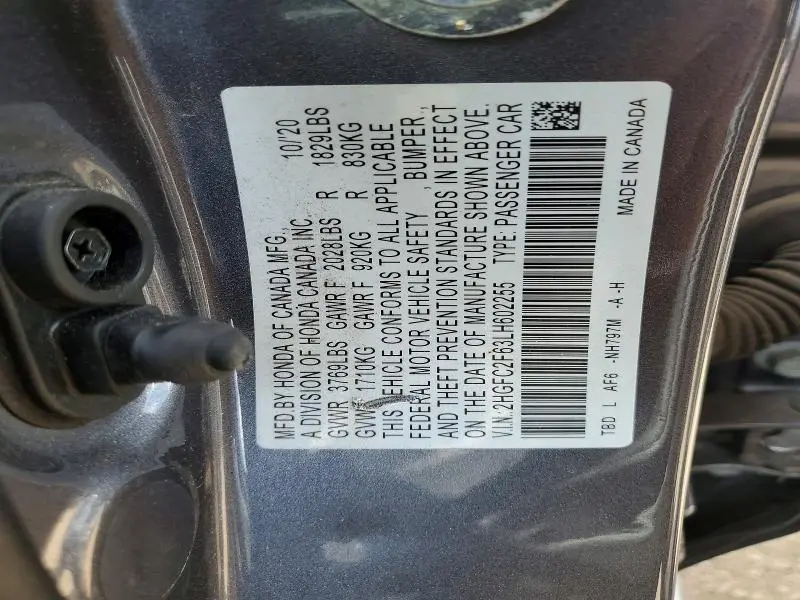 2020 HONDA CIVIC LX  