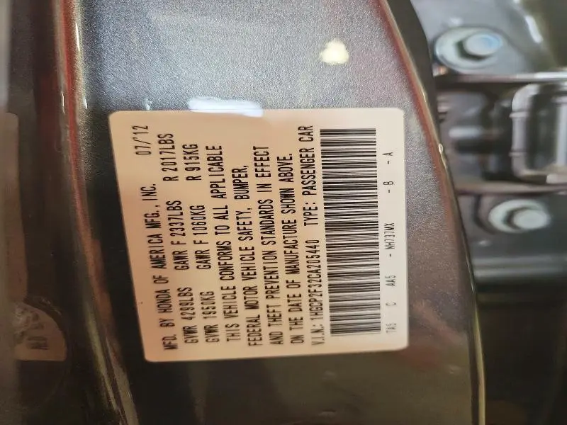 2012 HONDA ACCORD LX  