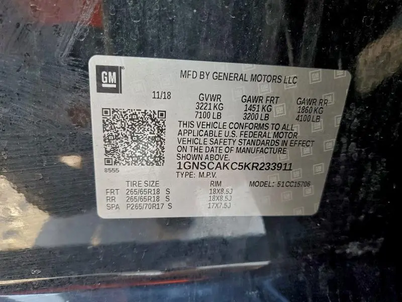 2019 CHEVROLET TAHOE C1500 LS  