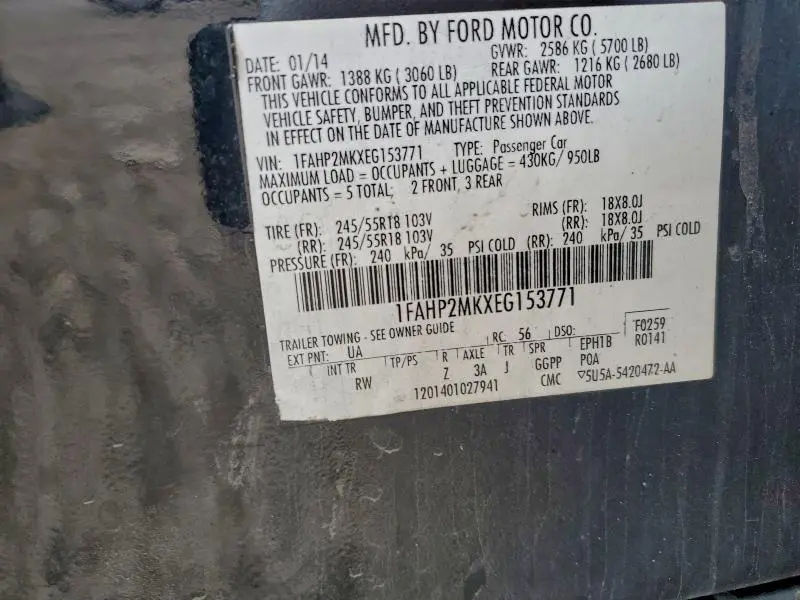 2014 FORD TAURUS POLICE INTERCEPTOR  