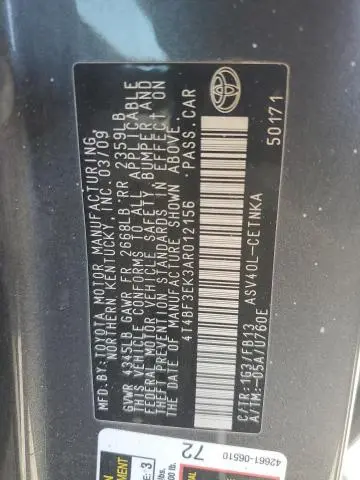 2010 TOYOTA CAMRY BASE