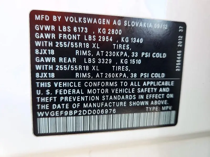 2013 VOLKSWAGEN TOUAREG V6  
