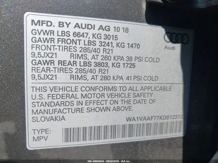 2019 AUDI Q7 55 PREMIUM