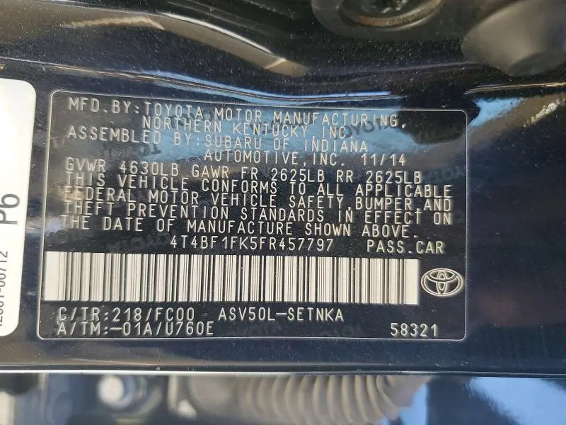 2015 TOYOTA CAMRY LE  