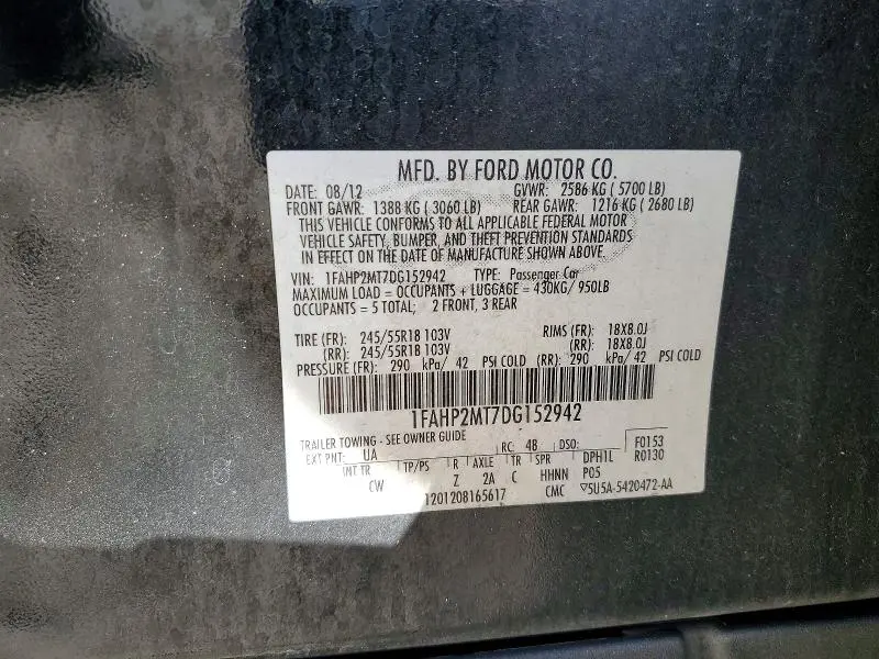 2013 FORD TAURUS POLICE INTERCEPTOR  