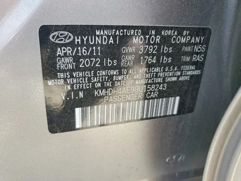 2011 HYUNDAI ELANTRA LIMITED  