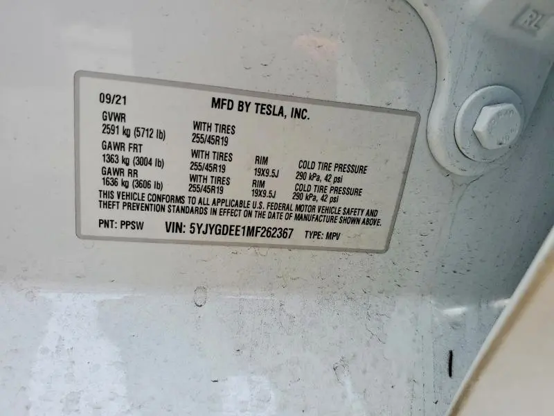 2021 TESLA MODEL Y   