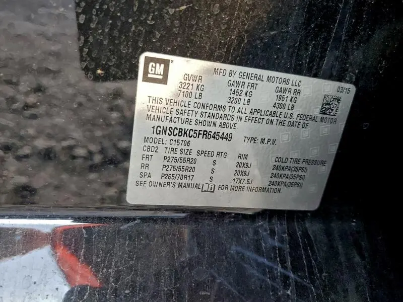 2015 CHEVROLET TAHOE C1500 LT  