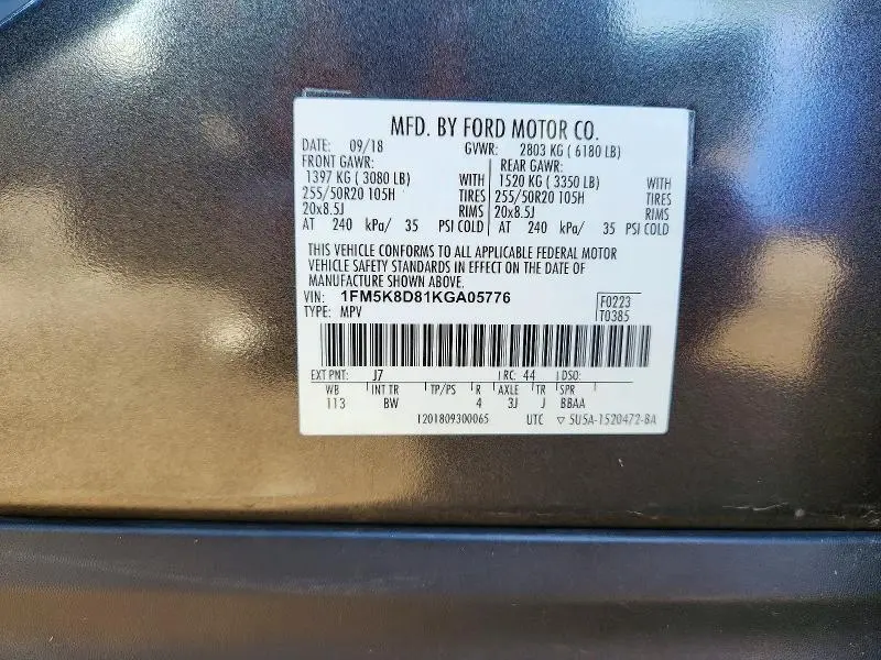 2019 FORD EXPLORER XLT  