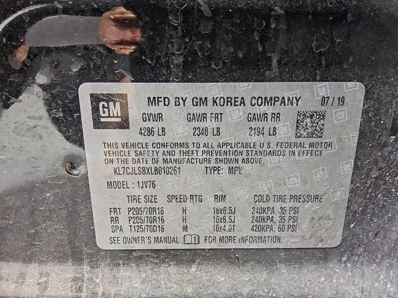 2020 CHEVROLET TRAX 1LT  