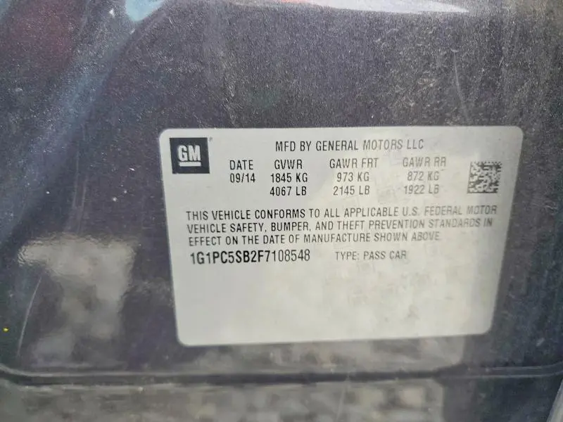 2015 CHEVROLET CRUZE LT  