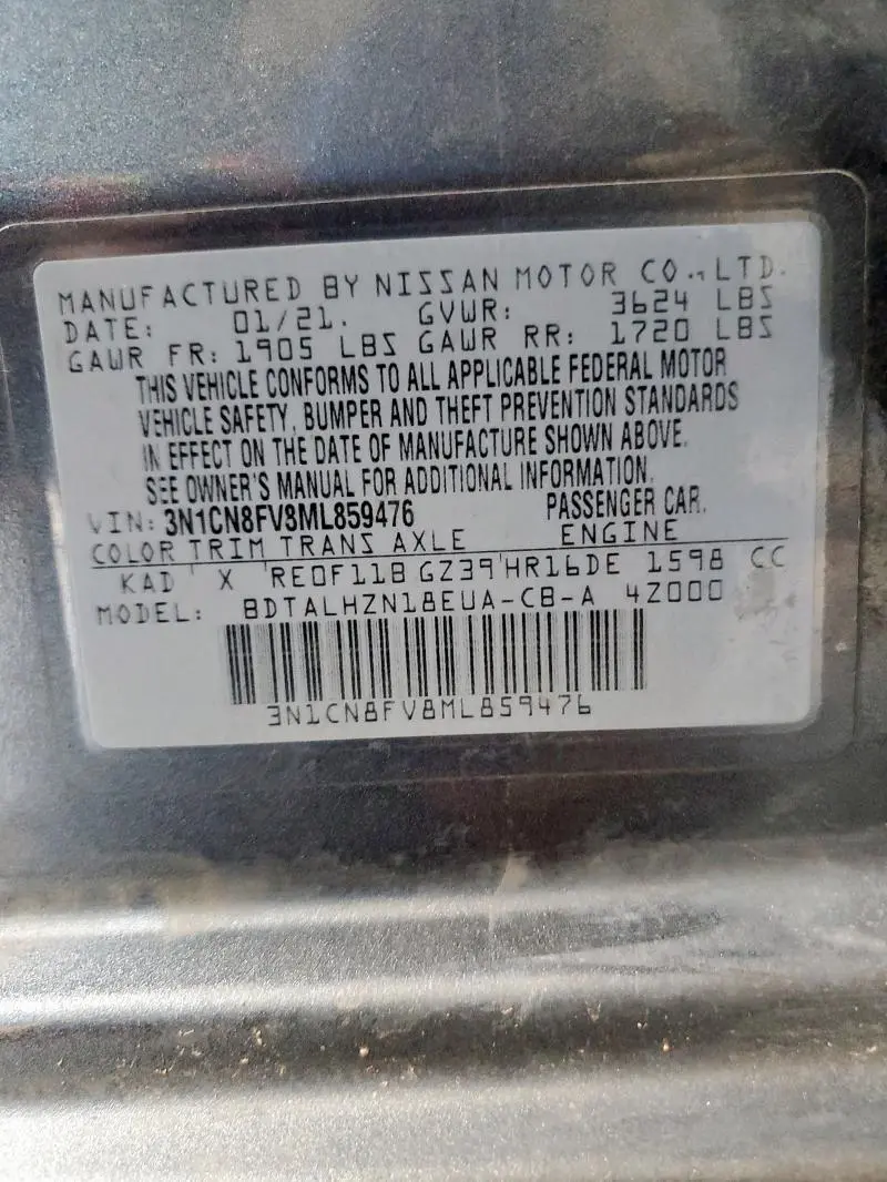 2021 NISSAN VERSA SR  
