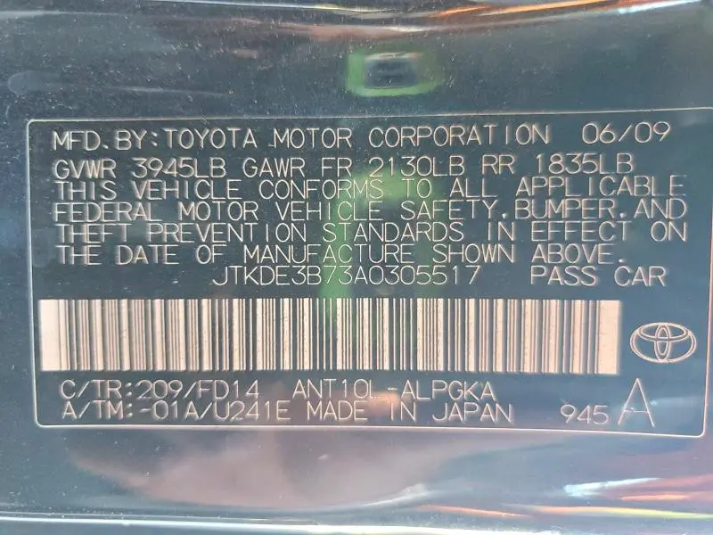 2010 SCION TC BASE  