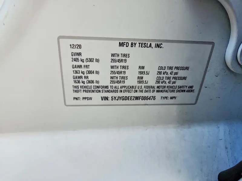 2021 TESLA MODEL Y   