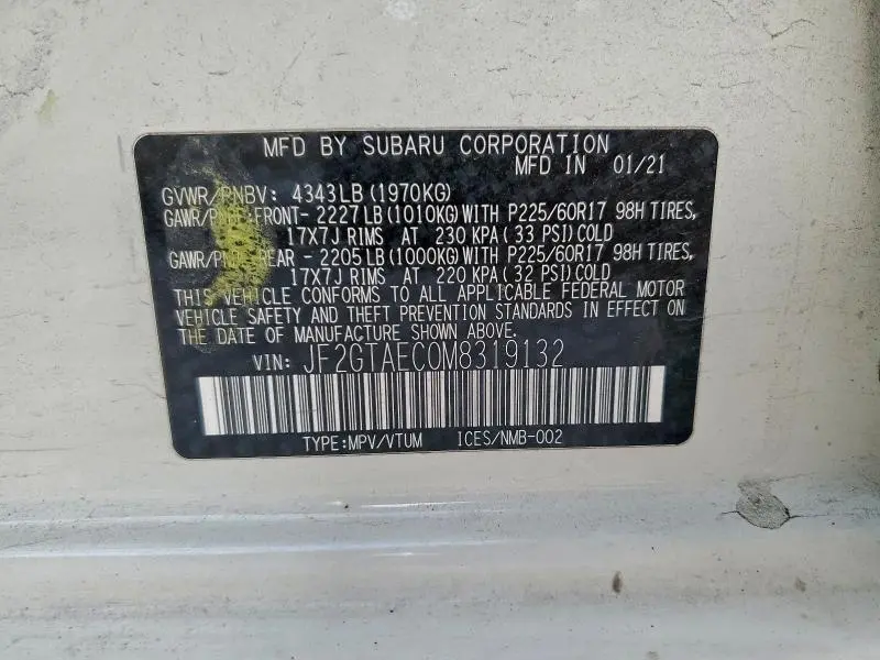 2021 SUBARU CROSSTREK PREMIUM  