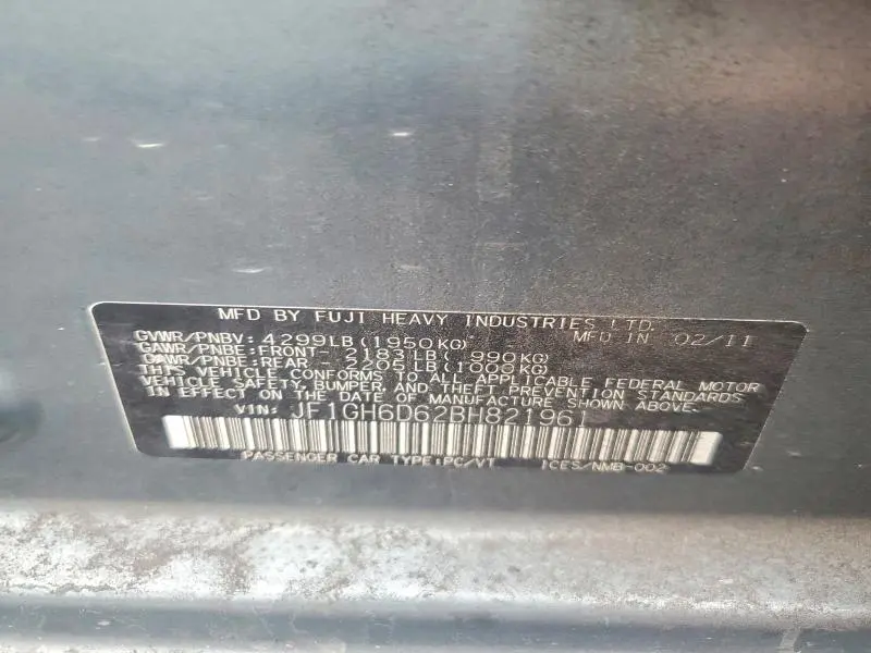 2011 SUBARU IMPREZA OUTBACK SPORT  