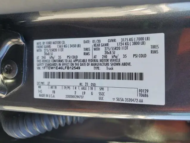 2020 FORD F150 SUPERCREW  