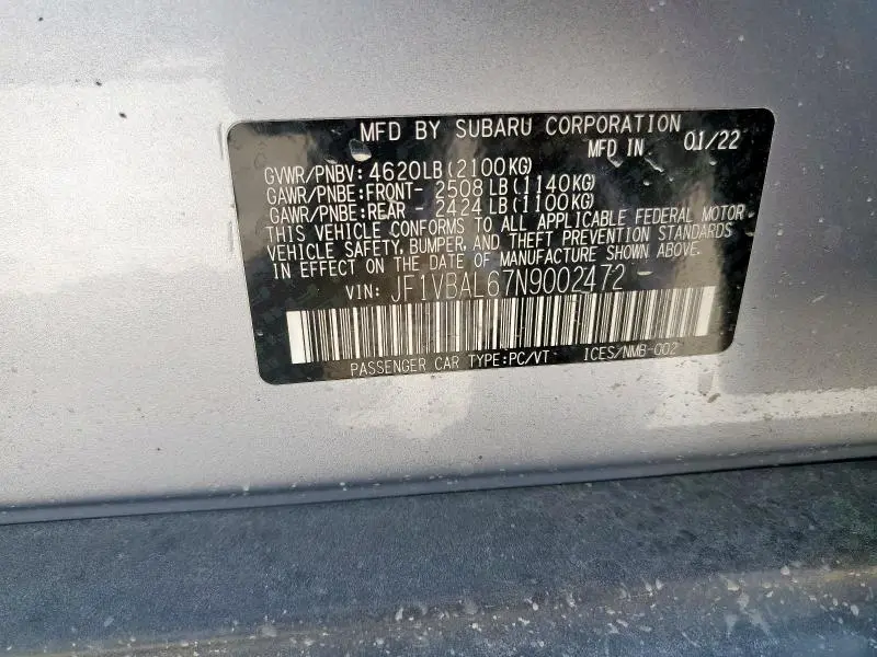 2022 SUBARU WRX LIMITED  