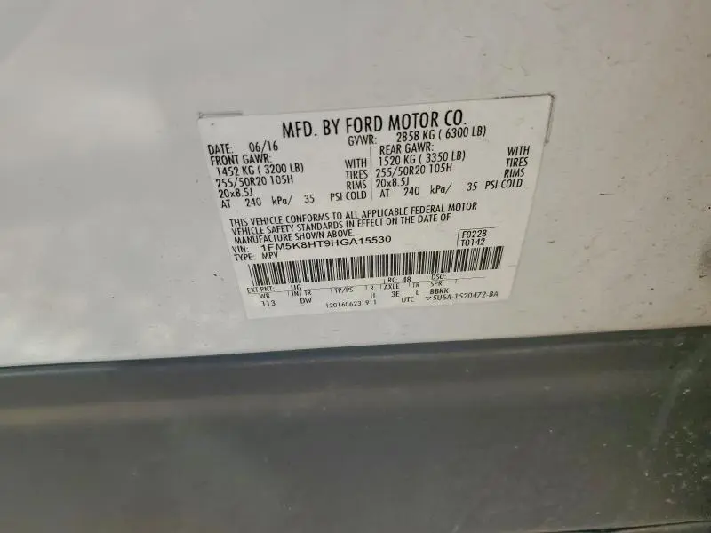 2017 FORD EXPLORER PLATINUM  