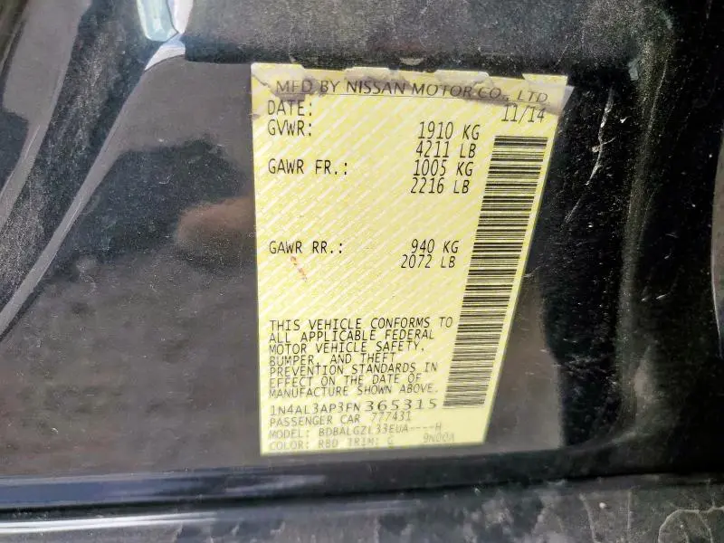 2015 NISSAN ALTIMA 2.5  