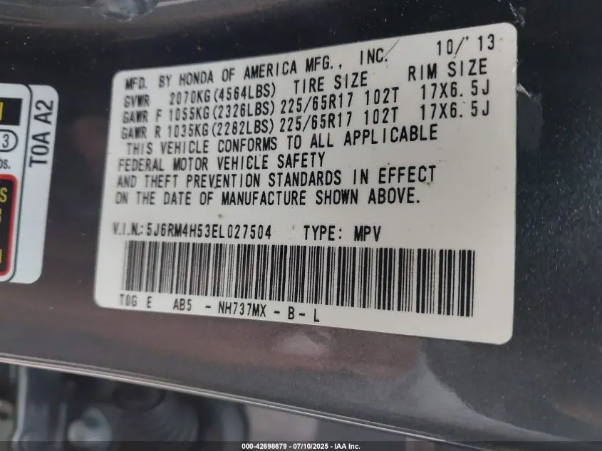 2014 HONDA CR-V EX