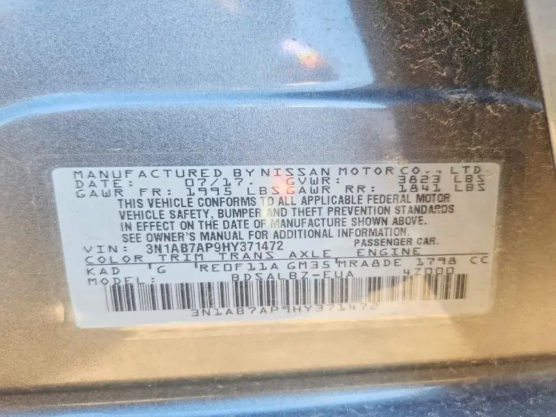2017 NISSAN SENTRA S  