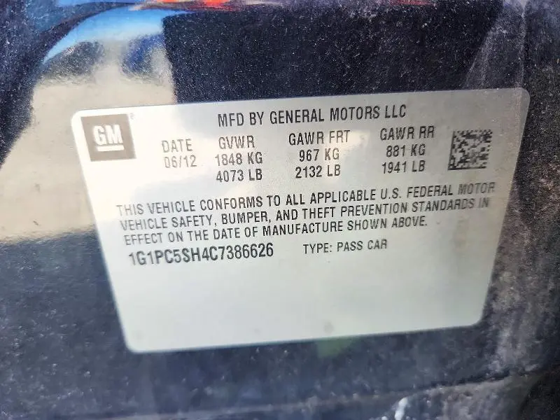 2012 CHEVROLET CRUZE LS  