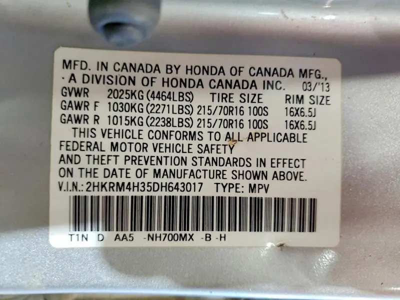 2013 HONDA CR-V LX  