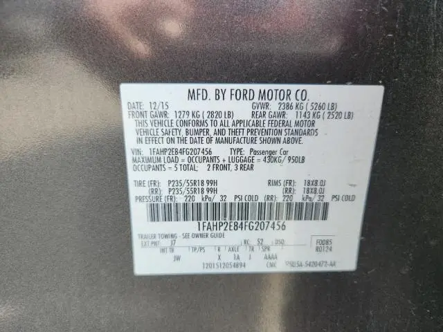 2015 FORD TAURUS SEL