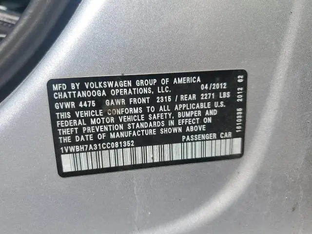 2012 VOLKSWAGEN PASSAT SE  