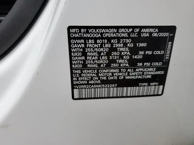 2021 VOLKSWAGEN ATLAS SE  