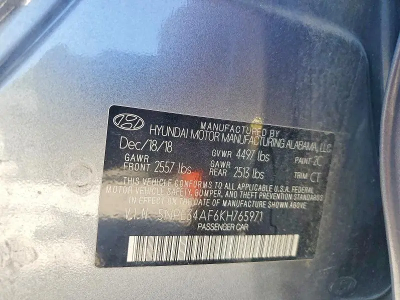 2019 HYUNDAI SONATA SPORT  