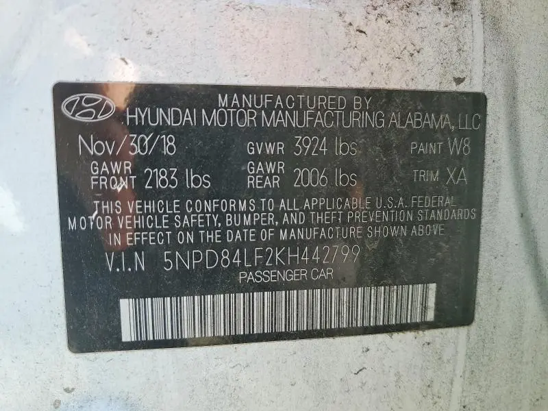 2019 HYUNDAI ELANTRA SEL  