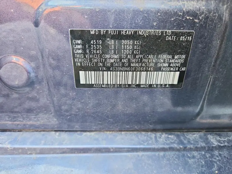 2015 SUBARU LEGACY 2.5I LIMITED  