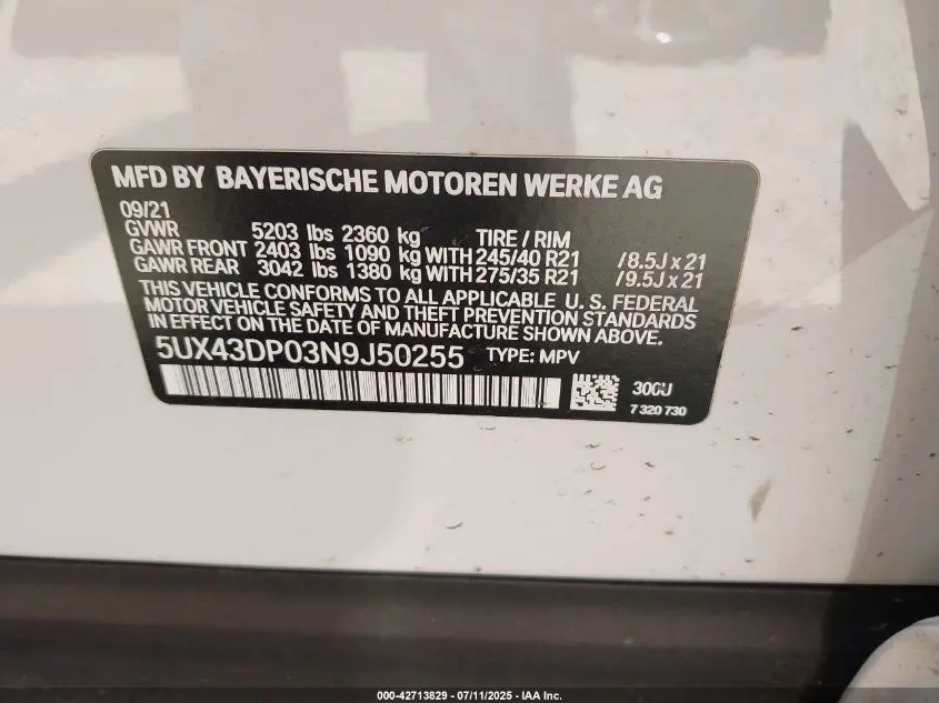 2022 BMW X3 SDRIVE30I