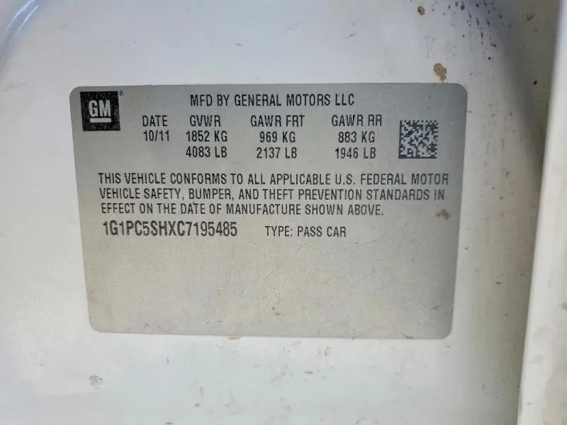 2012 CHEVROLET CRUZE LS  