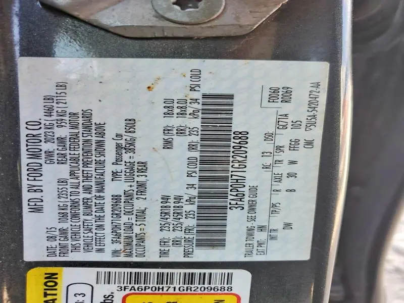 2016 FORD FUSION SE  