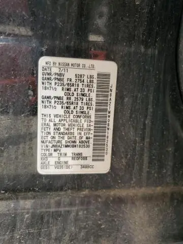 2011 NISSAN MURANO S  