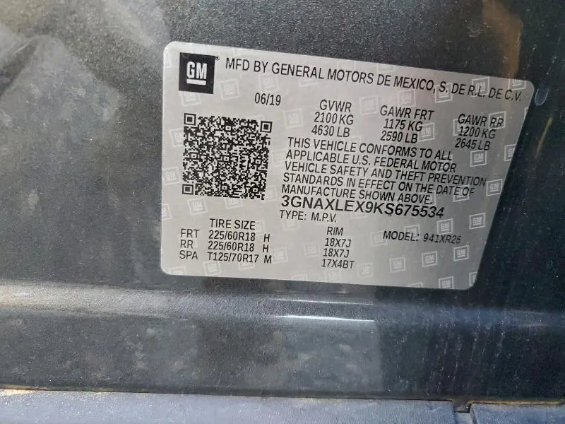 2019 CHEVROLET EQUINOX LT  