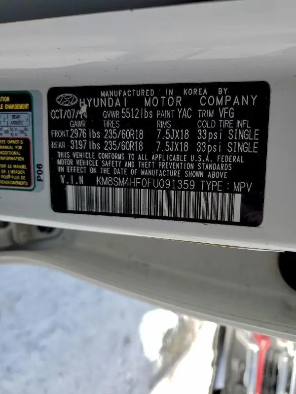 2015 HYUNDAI SANTA FE GLS  