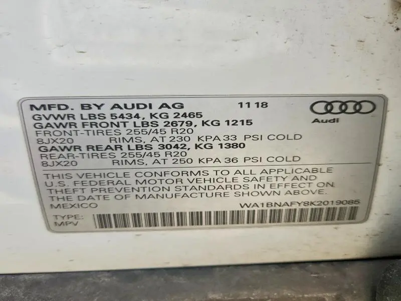 2019 AUDI Q5 PREMIUM PLUS  