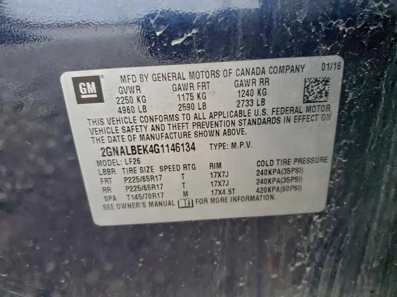 2016 CHEVROLET EQUINOX LS  