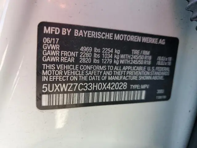 2017 BMW X3 SDRIVE28I  