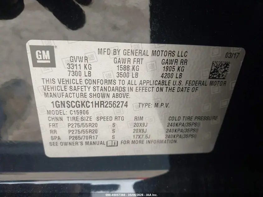 2017 CHEVROLET SUBURBAN LS