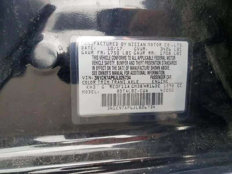 2018 NISSAN VERSA SV  