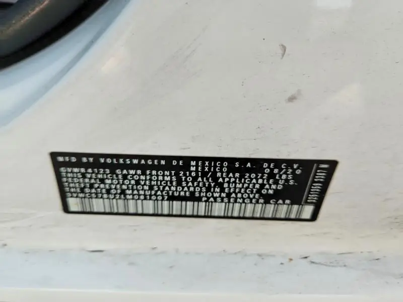 2020 VOLKSWAGEN JETTA S  