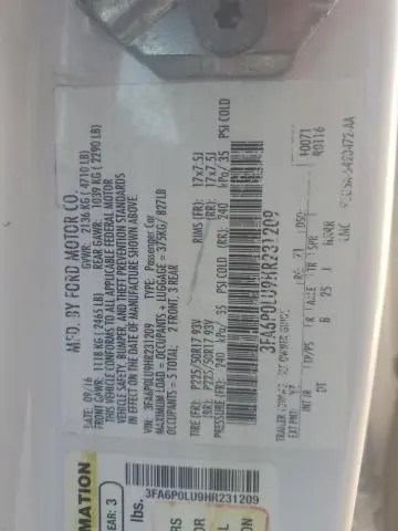 2017 FORD FUSION SE HYBRID  